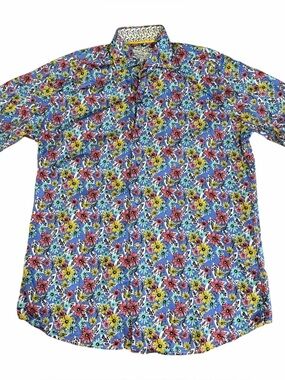 7 Downie St Men's sport shirt contemporary fit M, soho print modern resortwear